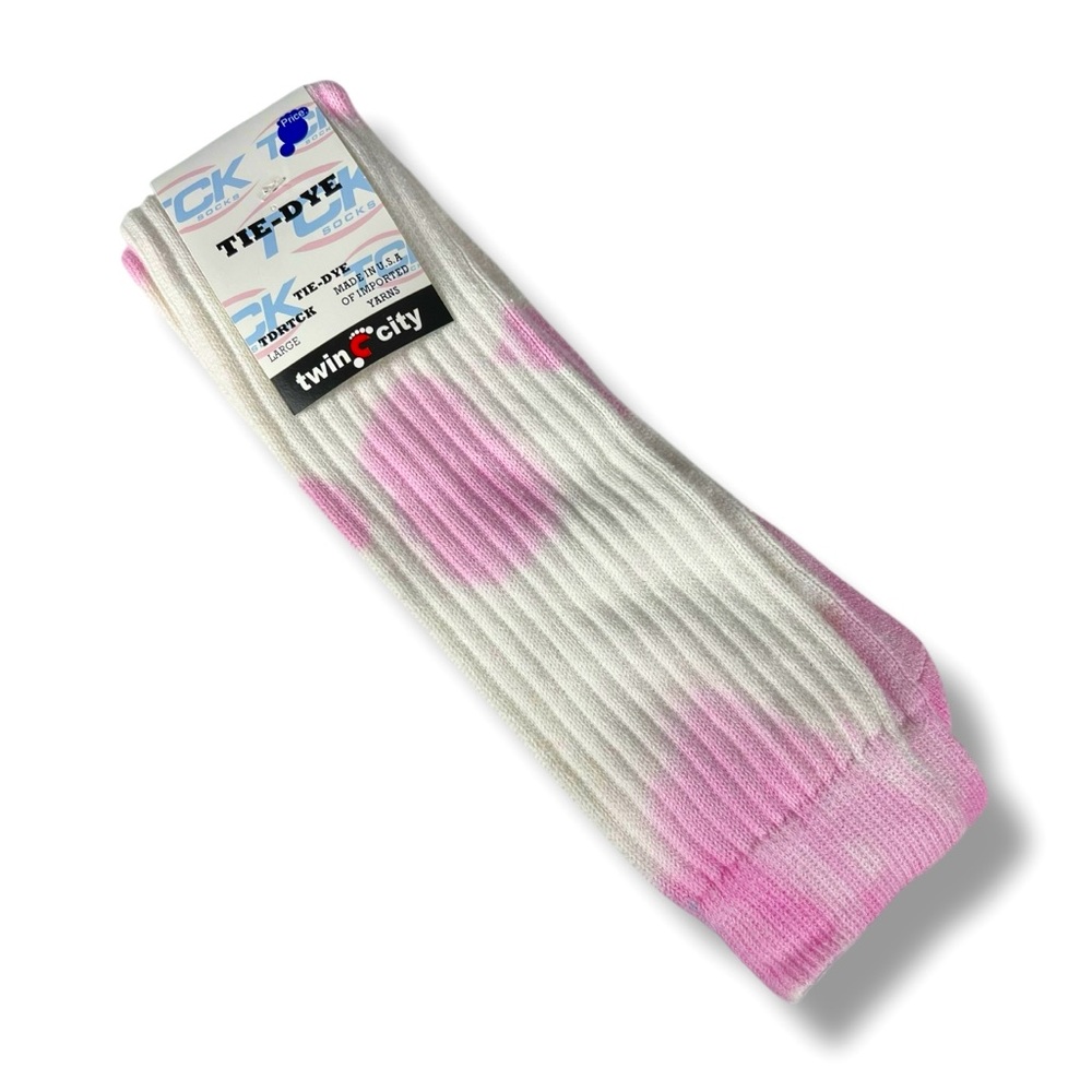 Tck Tie Dye White Pink Baseball Socks Soccer Size Large‎ 1 Pair